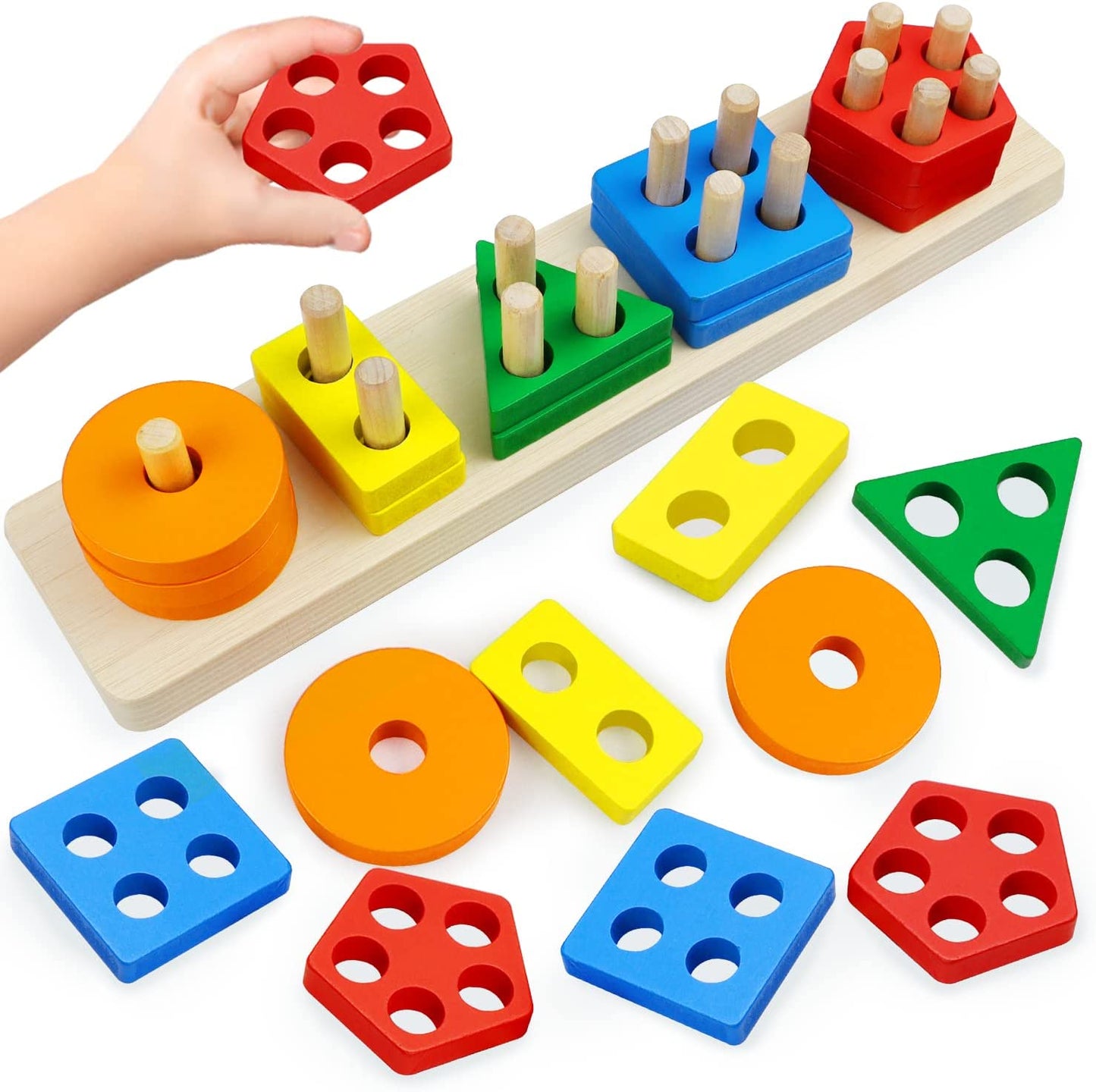 Wooden Sorting & Stacking Toys for Toddlers and Kids Preschool, Educational Toys